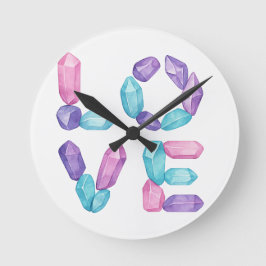 LOVE Gemstone Wall Clock – Elegant Crystal Letter  Ronde Klok