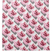 Love Geometric Magenta Letter Douchegordijn (Voorkant)