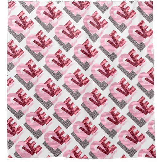 Love Geometric Magenta Letter Douchegordijn (Voorkant)