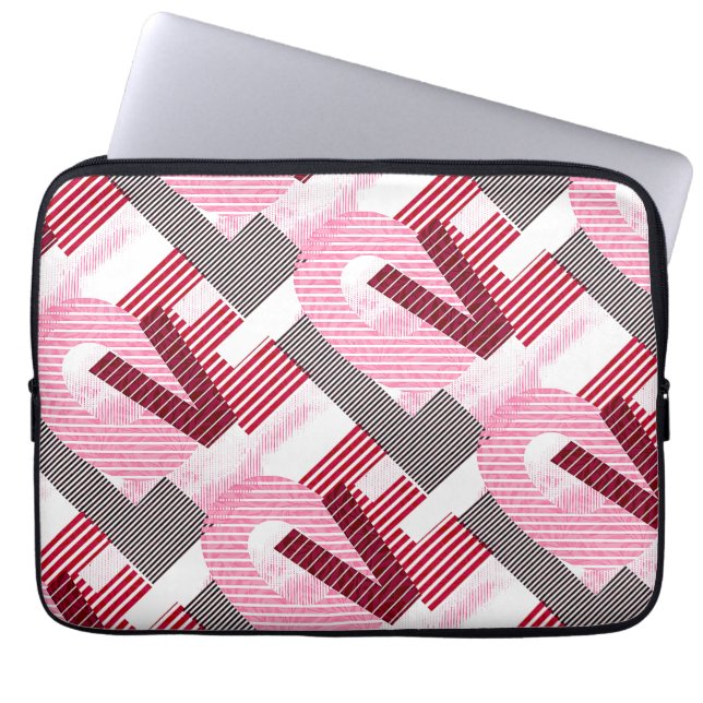 Love Geometric Magenta Letter Laptop Sleeve (Voorkant)