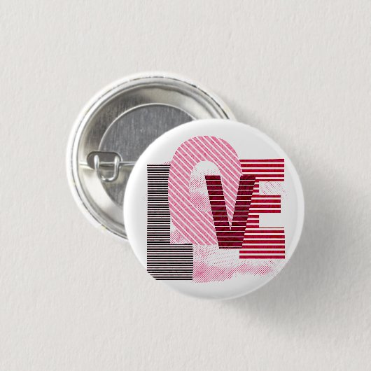 Love Geometric Magenta Letter Ronde Button 3,2 Cm (Voorkant /achterkant)