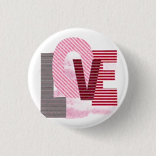Love Geometric Magenta Letter Ronde Button 3,2 Cm (Voorkant)