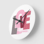 Love Geometric Magenta Letter Ronde Klok (Hoek)