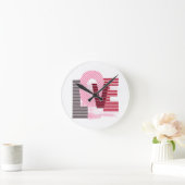 Love Geometric Magenta Letter Ronde Klok (Huis)