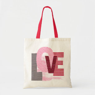 Love Geometric Magenta Letter Tote Bag