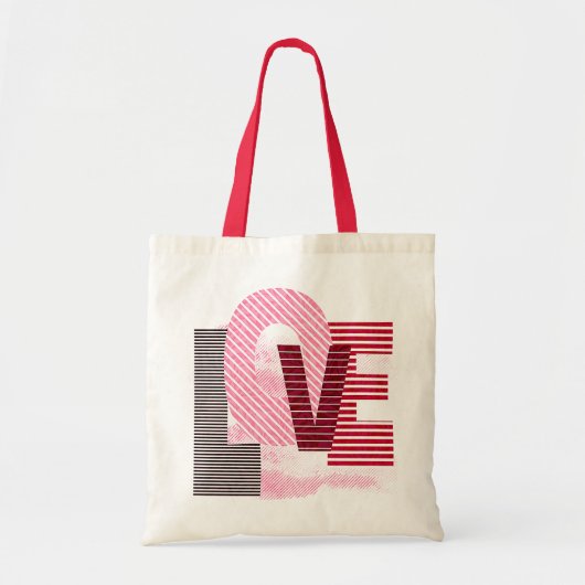 Love Geometric Magenta Letter Tote Bag (Voorkant)