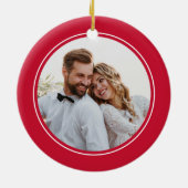 Love Gepersonaliseerd Couple Photo Kerstfeestay Re Keramisch Ornament (Achterkant)