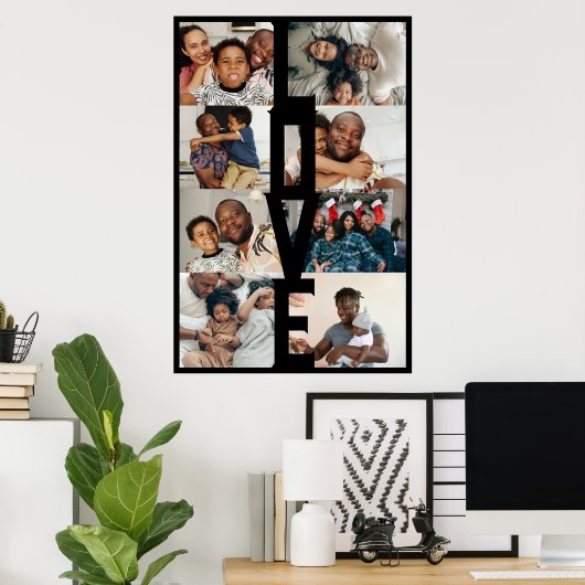 LOVE Gepersonaliseerde 8 foto collage Poster (Thuiskantoor)