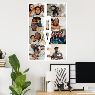 LOVE Gepersonaliseerde 8 foto collage Poster