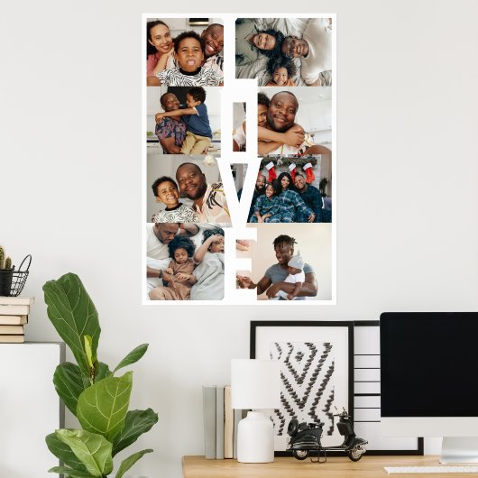 LOVE Gepersonaliseerde 8 foto collage Poster (Thuiskantoor)