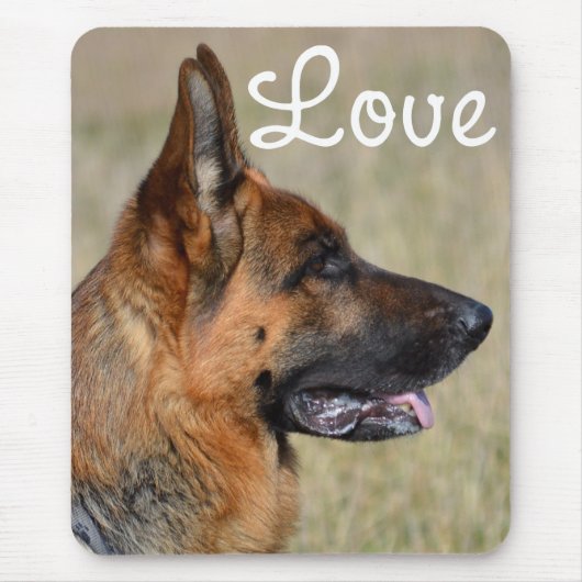 Love German Shepherd Puppy Dog Mousepad Muismat (Voorkant)