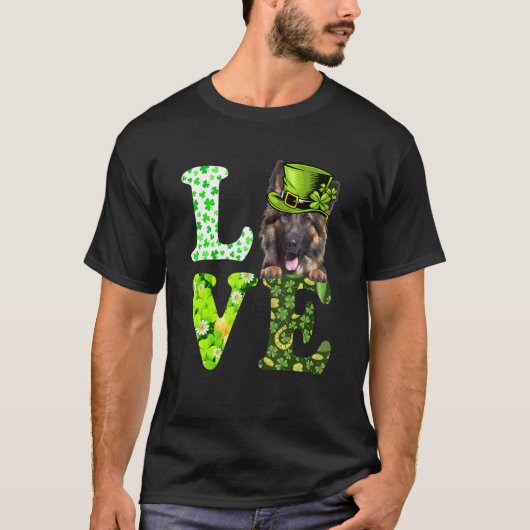 Love German Shepherd St Patrick's Day Shamrock Iri T-shirt (Voorkant)