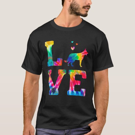 Love German Shepherd Tie Dye Dog Dad T-shirt (Voorkant)