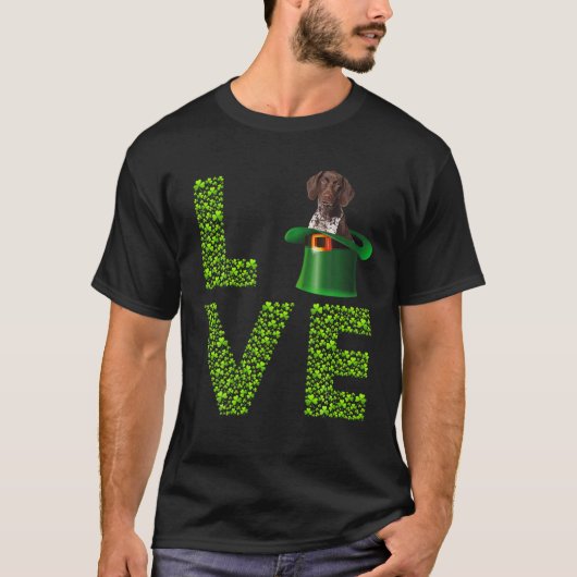 Love German Shorthaired Pointer Shamrock St Patric T-shirt (Voorkant)