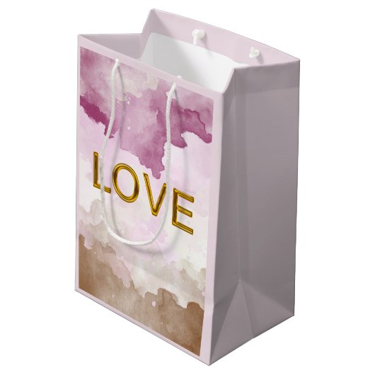 'LOVE' geschenktas (maat Medium) Medium Cadeauzakje (Achterkant Gekanteld)