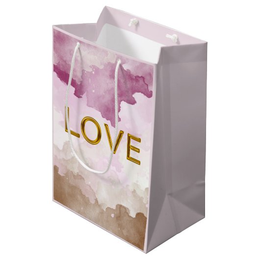 'LOVE' geschenktas (maat Medium) Medium Cadeauzakje (Voorkant Gekanteld)