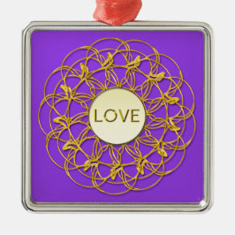 LOVE geschreven in Lace Geometric Gold Design Metalen Ornament