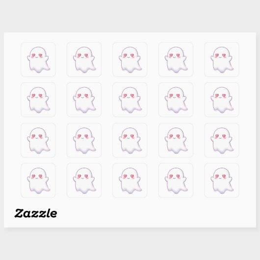 Love Ghost – Kawaii & Adorable! Vierkante Sticker (Vel)