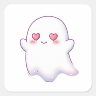 Love Ghost – Kawaii & Adorable! Vierkante Sticker