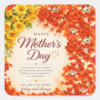 LOVE GIFT FOR MOTHER'S DAY  VIERKANTE STICKER