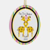 Love Giraffe Couple kerstversiering Keramisch Ornament (Rechts)