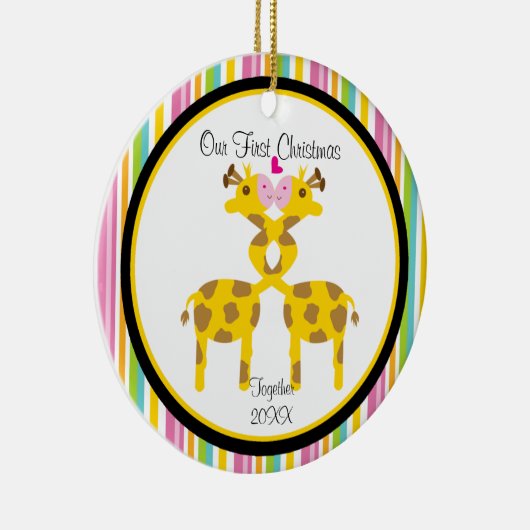Love Giraffe Couple kerstversiering Keramisch Ornament (Rechts)