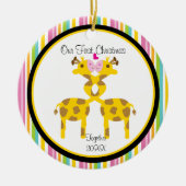 Love Giraffe Couple kerstversiering Keramisch Ornament (Voorkant)