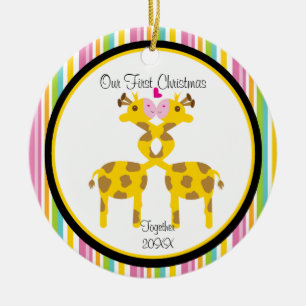 Love Giraffe Couple kerstversiering Keramisch Ornament