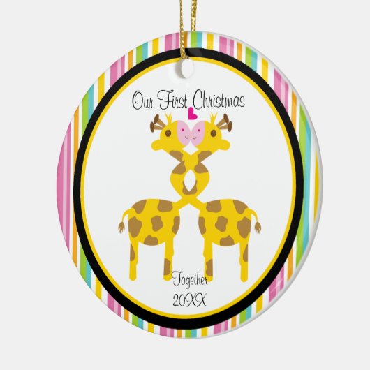 Love Giraffe Couple kerstversiering Keramisch Ornament (Links)