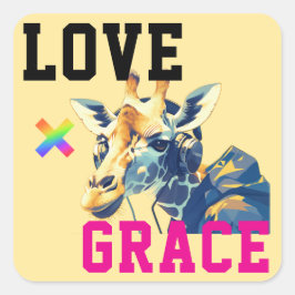 LOVE × GIRAFFE - Custom Vierkante Sticker