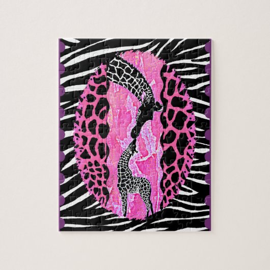 Love Giraffe Pink Animal Print Legpuzzel (Verticaal)