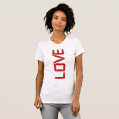 Love Girly Red Glitter Letters Gold Border T-shirt (Voorkant volledig)