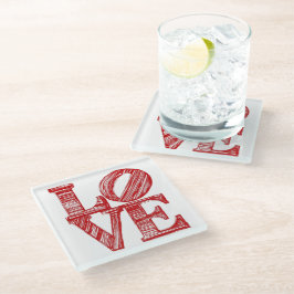 LOVE Glas Onderzetter, Valentijnsdag cadeau Glas O Glazen Onderzetter