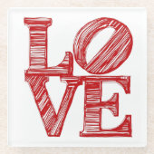 LOVE Glass Coaster , Valentine gift Glass Coasters Glazen Onderzetter (Voorkant)
