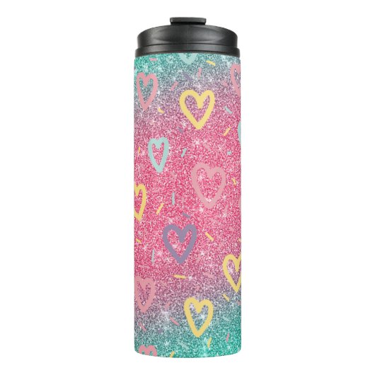 Love Glitter Hearts Thermosbeker (Voorkant)