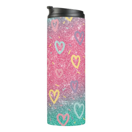 Love Glitter Hearts Thermosbeker (Geroteerd rechts)