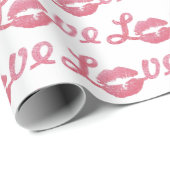 Love Glitter Pink Lipstick Kiss Valentijns Cadeaupapier (Rol Hoek)