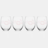 Love Glitter Pink Lipstick Kiss Wijnglas Zonder Voet (Achterkant)