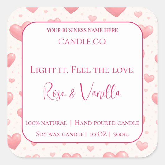 Love Glow Valentine – Romantic Love Candle Label (Voorkant)