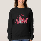 Love Gnome Buffalo Plaid Valentine Day Matching Co Trui (Voorkant)