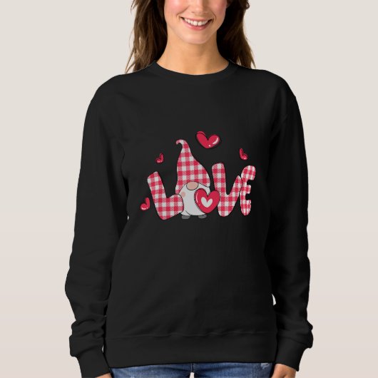 Love Gnome Buffalo Plaid Valentine Day Matching Co Trui (Voorkant)