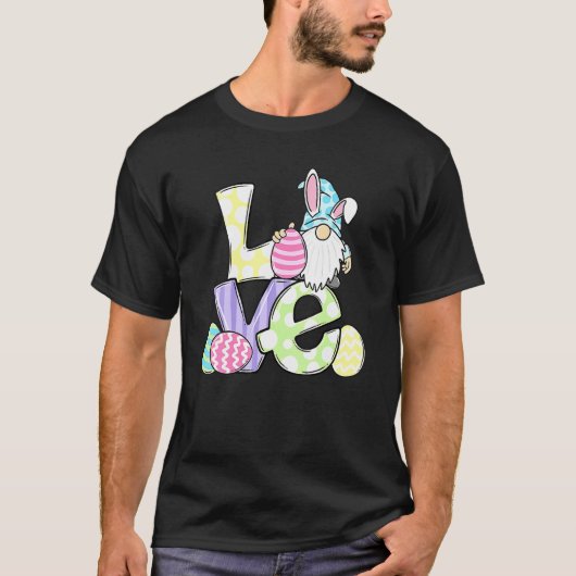 Love Gnome Bunny Pastel Spring Hunt Eggs Rabbit Ea T-shirt (Voorkant)