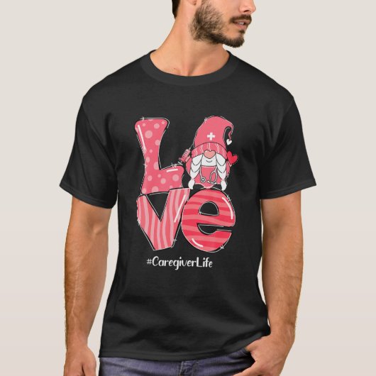 Love Gnome Caregiver Life Funny Valentijnsdag Mat T-shirt (Voorkant)