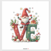 LOVE Gnome Christmas Sticker (Vel)