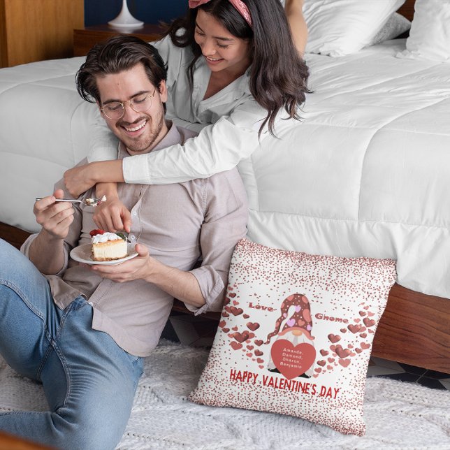 Love Gnome Happy Valentines Day Kussen (Love Gnome Happy Valentines Day Throw Pillow)