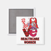 Love Gnome Healthcare Worker Valentines Day Heart Magneet (Voorkant / Achterkant)