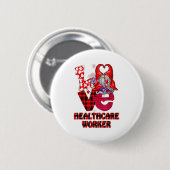 Love Gnome Healthcare Worker Valentines Day Heart  Ronde Button 5,7 Cm (Voorkant /achterkant)