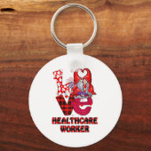 Love Gnome Healthcare Worker Valentines Day Heart Sleutelhanger (Voorkant)