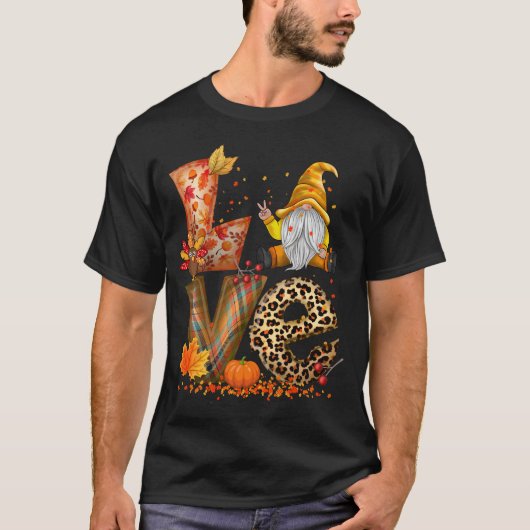 LOVE Gnome Herfst Pompoen Thanksgiving T-shirt (Voorkant)