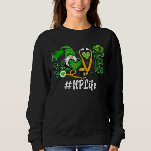Love Gnome Nurse Life Np St Patricks Day Leopard S Trui (Voorkant)